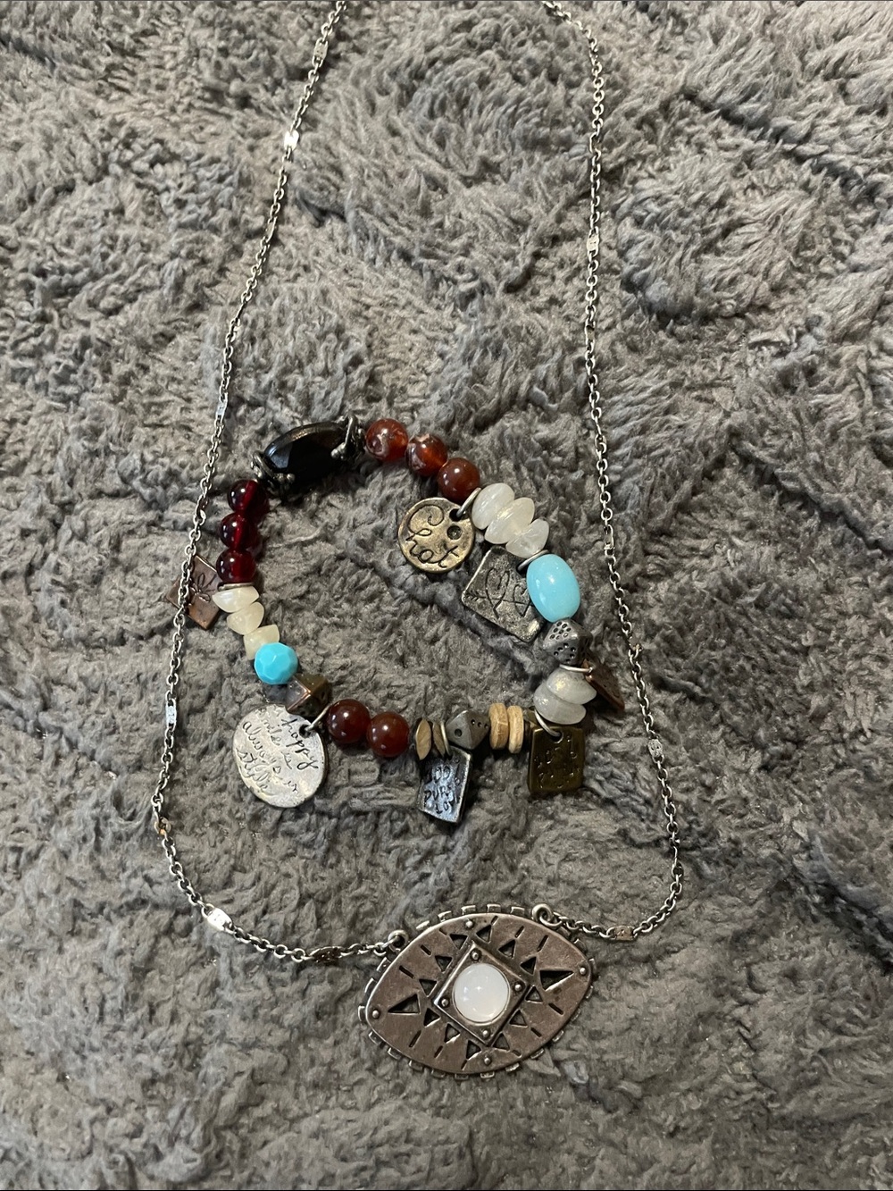 Brighton Brown and Turquoise Beaded Charm Necklace